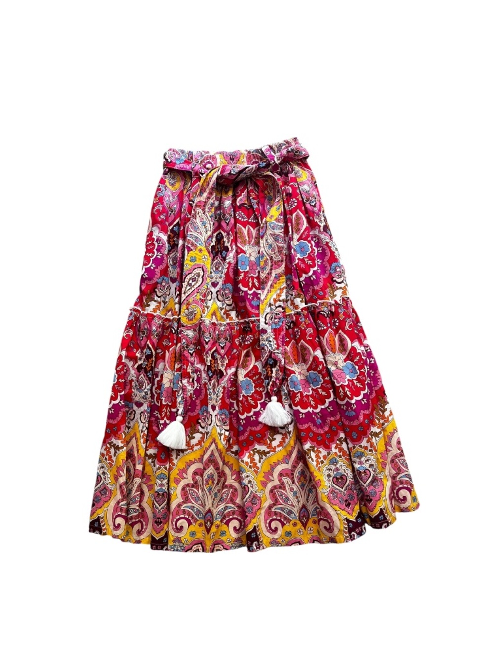 Millie (Anthropologie) Francoise Midi Skirt Colorful Cotton Boho Tiered NWT XS - Picture 3 of 5